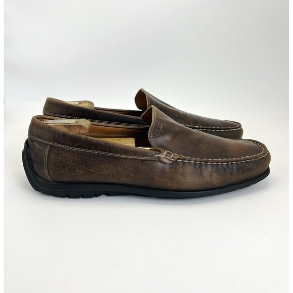ECCO Classic Moc 2.0 Loafers Men Sz 10-10.5 EU 44 Brown Leather Slip-on Drivers